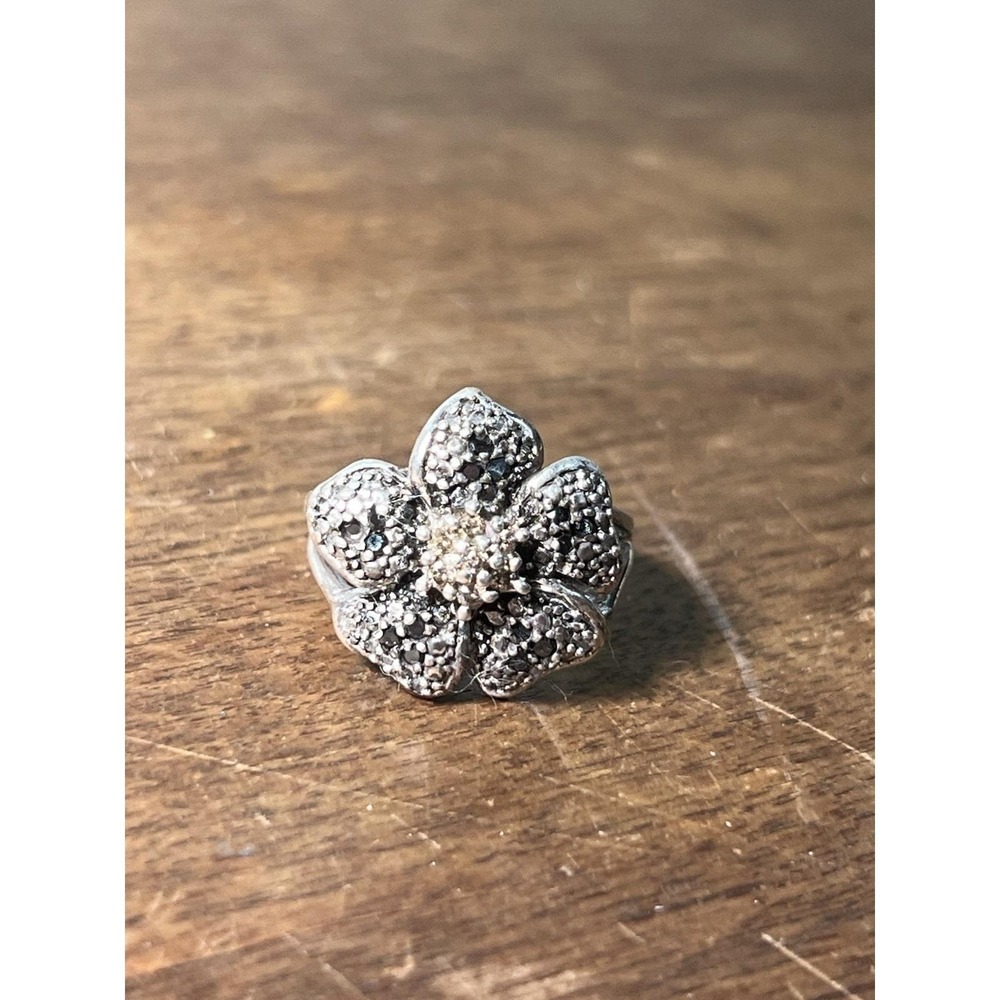 As Is-missing Stones-Sterling Silver Black Pave Cz Cocktail Ring Sterling Silver